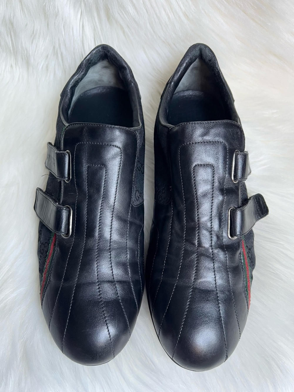 Vintage GUCCI Men's Shoes Sz 9.5 G Black GG Monogram Designer Sneakers Italy - Picture 16 of 17